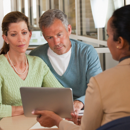 Clients discuss opportunities for their money with their financial advisor.
