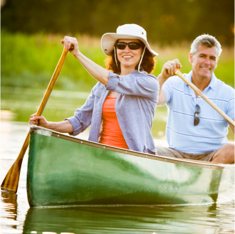 Man and woman enjoying a boat ride feel confident in retirement