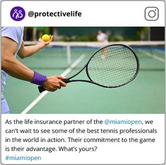 Close view of player’s racket as he prepares to serve with his opponent in the distance.