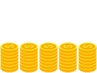 Five stacks of 7 coins.