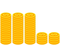 Three stacks of 14 coins and 2 stacks of 4 coins.