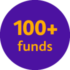 A graphic highlighting 100+ funds.