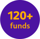A graphic highlighting 120+ funds.