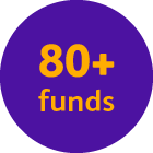 A graphic highlighting 80+ funds.