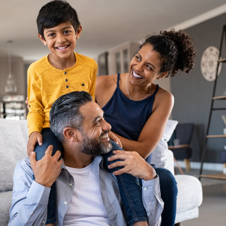 A family enjoying peace of mind from term life insurance. 