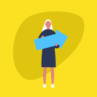 illustration of a woman holding an arrow symbolizing market growth 