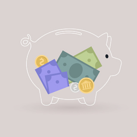 illustration of money in a glass piggy bank to reference an article about how executive bonus plans help reward key employees with insurance coverage or cash bonuses.