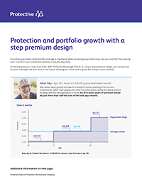 The cover of the Protective Advantage Choice UL universal life insurance step premium design flyer.
