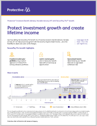 An image of the SecurePay Pro income benefit fact sheet (NY version).