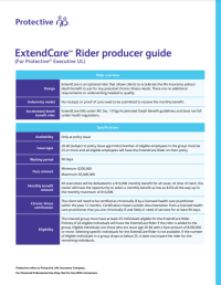 Cover of ExtendCare Rider for Executive UL Producer Guide