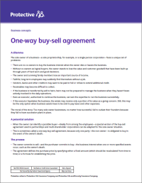 One-way buy-sell agreements flyer.