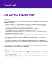 One-way buy-sell agreements flyer.