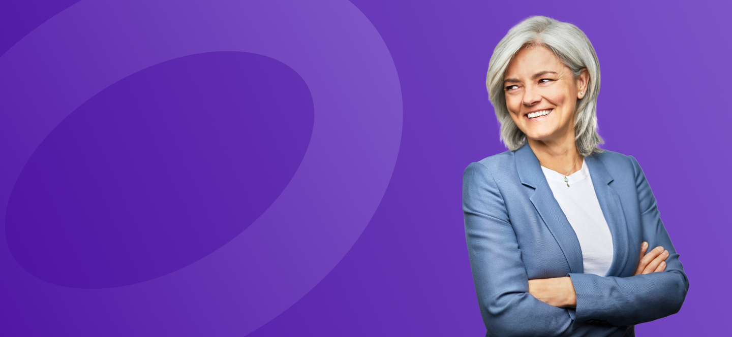 A financial professional smiling confidently