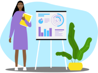 an illustration of a person explaining Protective life insurance products.