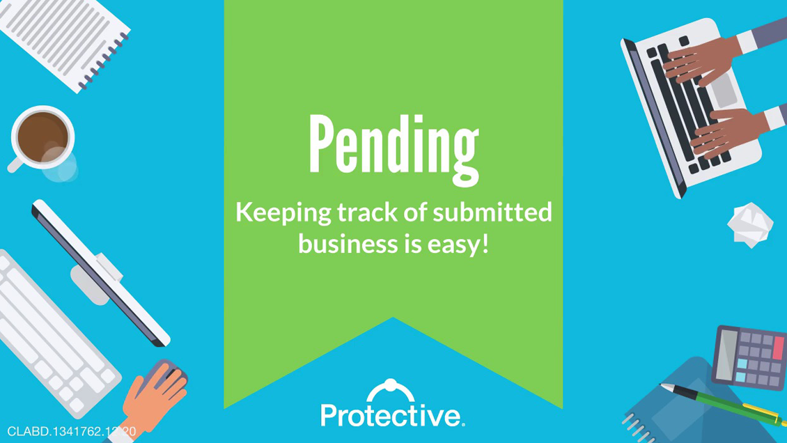 Screen capture from Protective video explaining how to use the pending business dashboard.