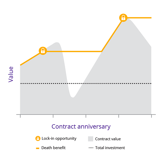 Maximum anniversary value death benefit graph.