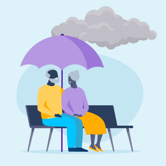Illustration representing two retirees who understand the impact income risks can have on their retirement.