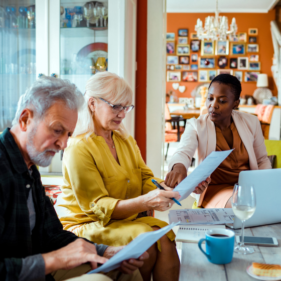 A financial professional explains details about Social Security with clients.
