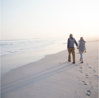 A retired couple able to relax on the beach knowing Protective Guaranteed Income Indexed Annuity provides guaranteed income for life.