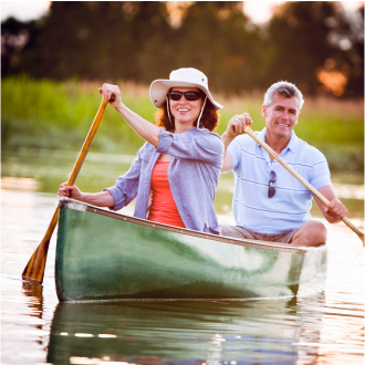 A man and woman enjoying a boat ride feel confident in retirement